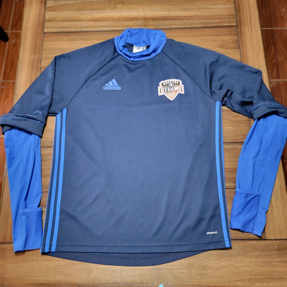 Houston Dynamo MLS Adidas Men's Blue Long Sleeve Goalkeeper Jersey - Size Large
